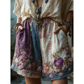 Retro Floral Print Casual Womens Shorts